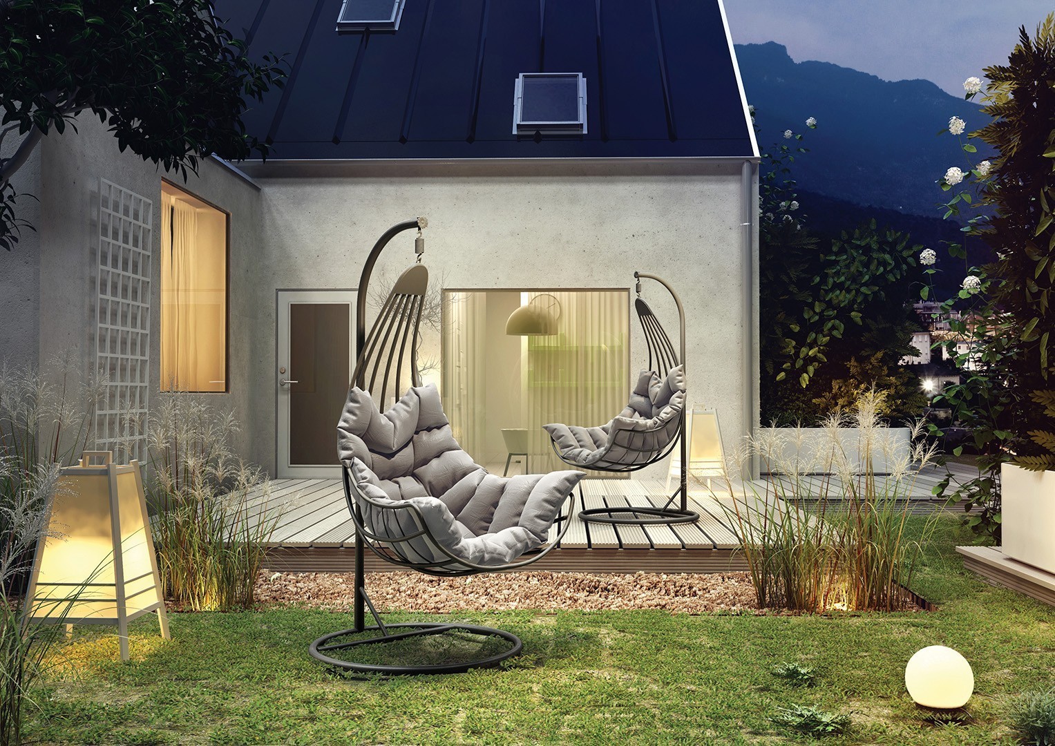 Wiszący fotel ogrodowy z aluminium MALAGA  STONE&WOOD